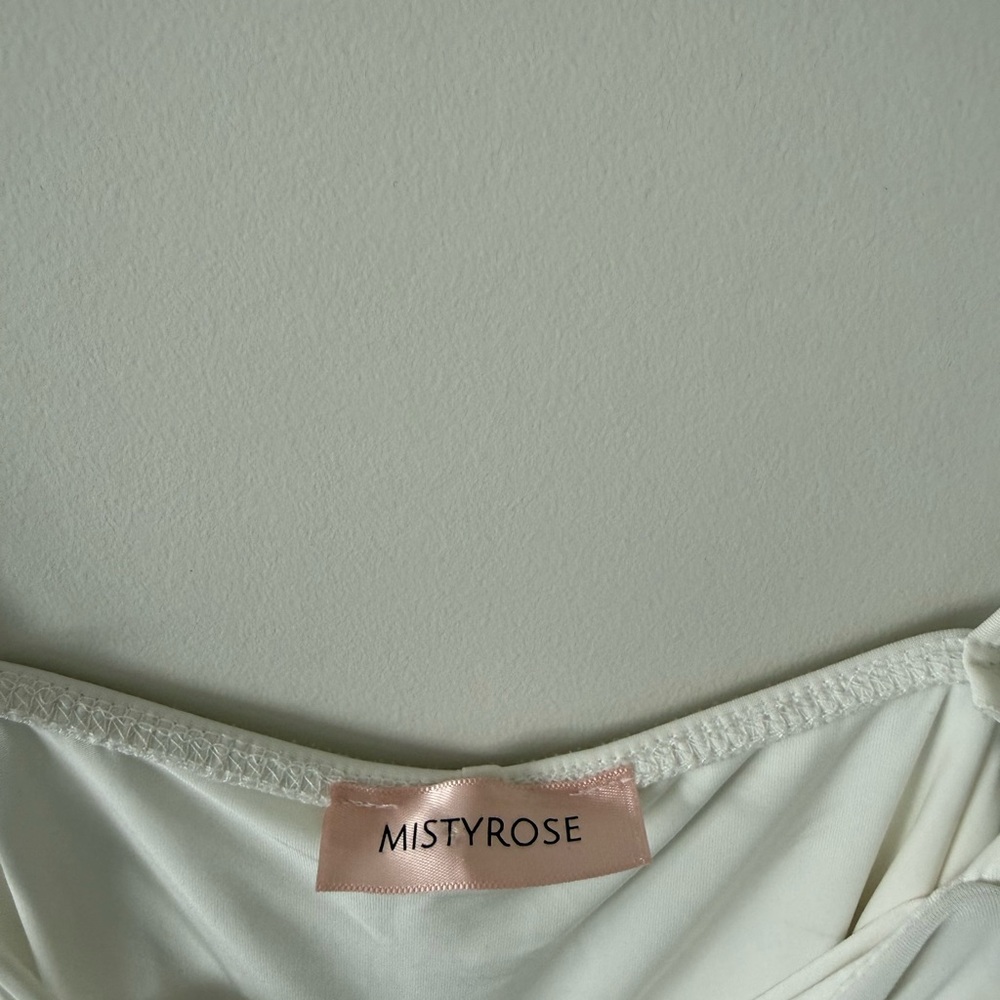White Ruched Slip Dress (size medium) - Picture 3 of 4